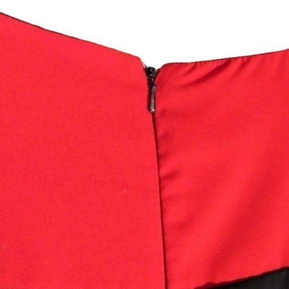 ASOS Black & Red Mod Color Block Contemporary Shift Power Dress | Women's 12 - Picture 4 of 7